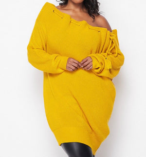 The “Lydia” off the shoulder Sweater Dress